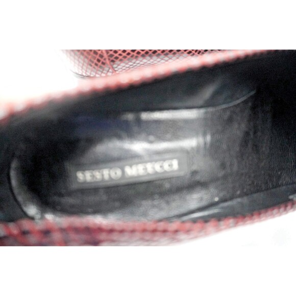 Sesto Meucci Italy Burgundy Snake Embossed Leather Low Heel Loafer Pumps Size 9M - Picture 5 of 12